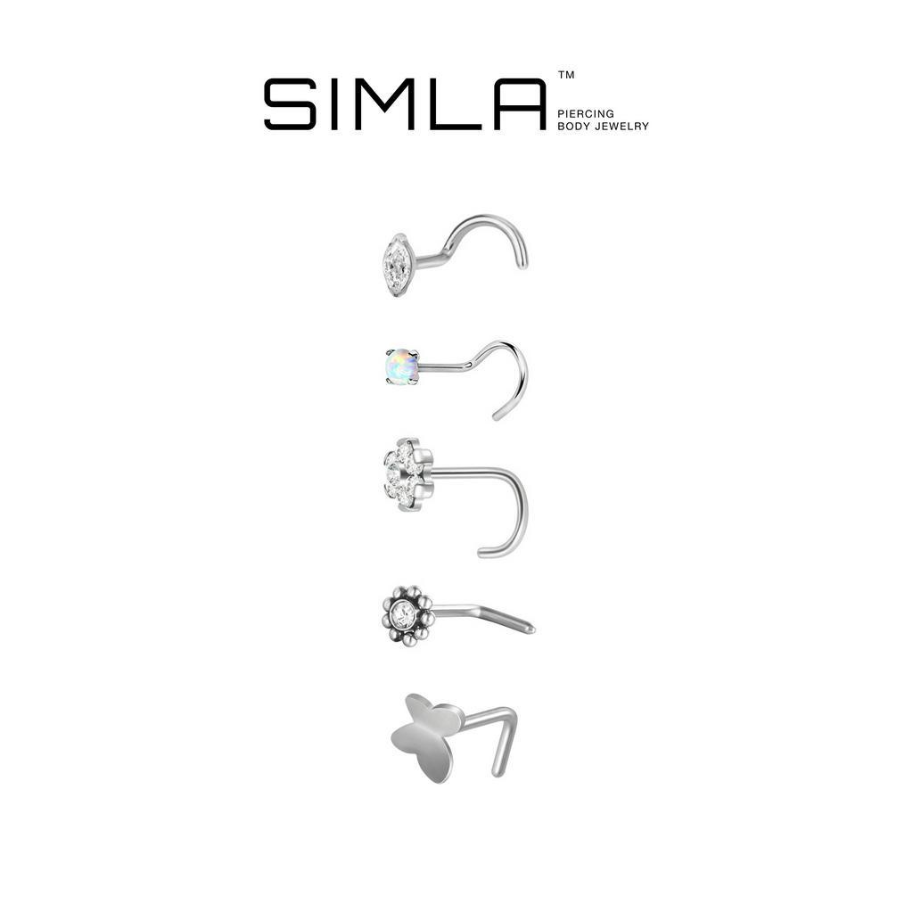 Khuyên mũi bạc thép không gỉ Simla Body Jewelry (đá trắng, đá opal) (chiếc) - Simla Body Jewelry