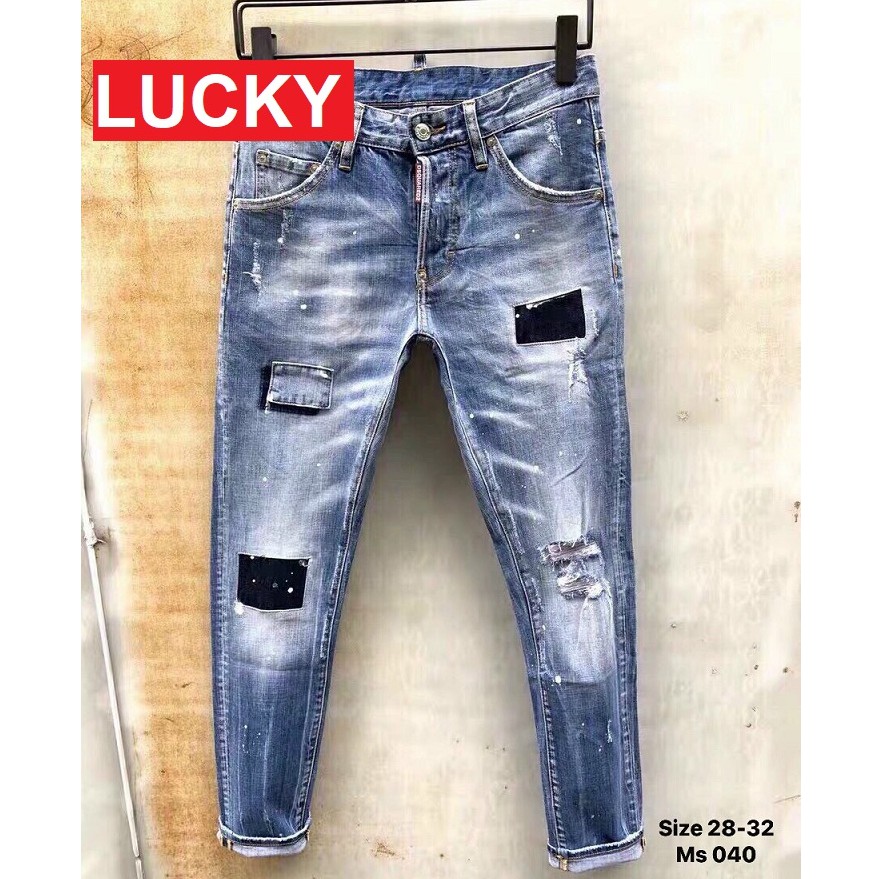 QUẦN JEAN NAM CHẤT BÒ CAO CẤP RÁCH CHẮP VÁ MẪU MỚI HÀN QUỐC KJ040 LUCKY SHOP