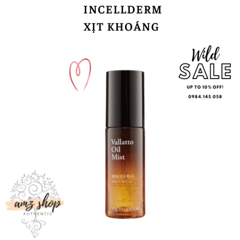 [Chính Hãng] Xịt Khoáng Vallatto Oil [INCELLDERM] ( Vallatto Oil Mist 50ml )