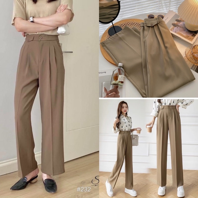 [Ảnh thật/Video]Quần ống rộng túi hộp dáng vừa hàng Quảng Châu Quần ống đứng vải mềm mướt