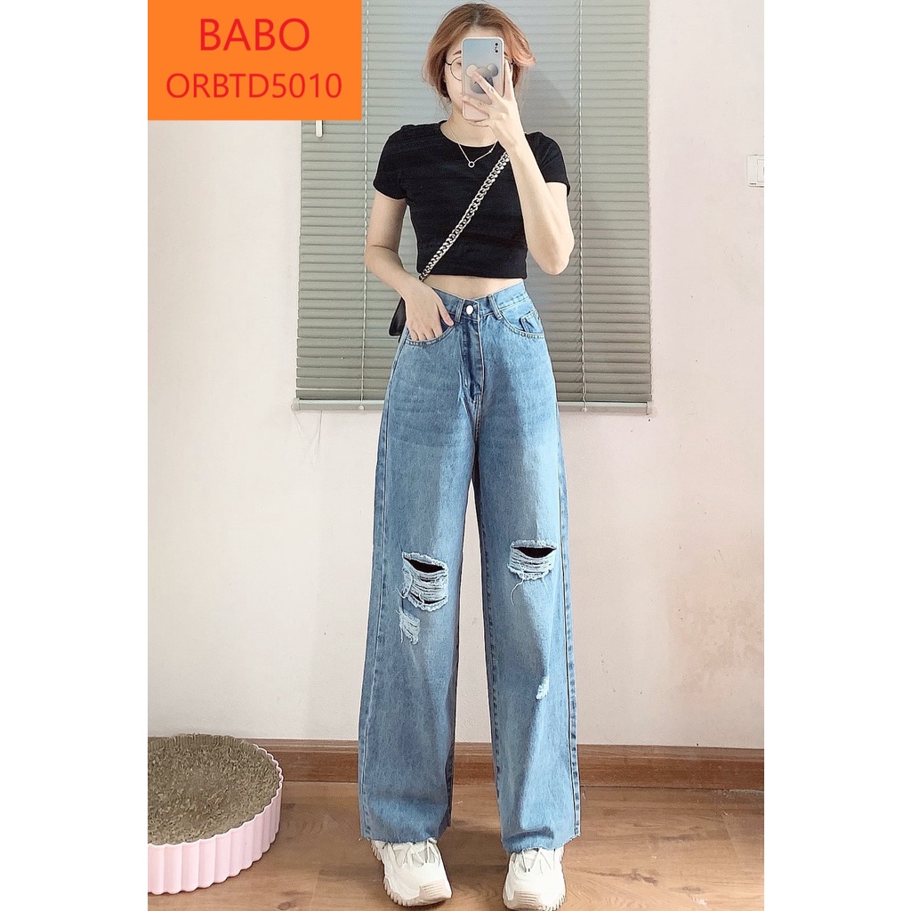 QUẦN JEANS ỐNG RỘNG NỮ LƯNG CAO RÁCH VUÔNG ĐÙI CÀO MÀU XANH NHẠT, XANH ĐẬM CAO CẤP BABO LAI TUA HOT VANG