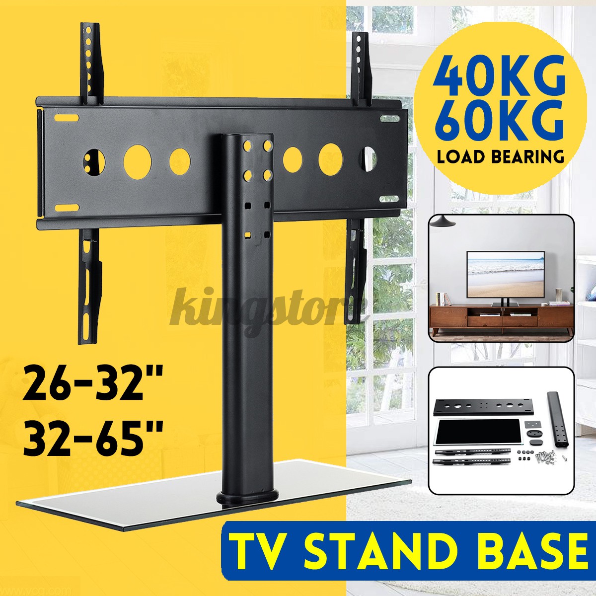 Universal Tabletop TV Stand Base with Swivel Mount for TVs up to 65"Flat Panel Screen or Curved TVs Height Adjustable | BigBuy360 - bigbuy360.vn