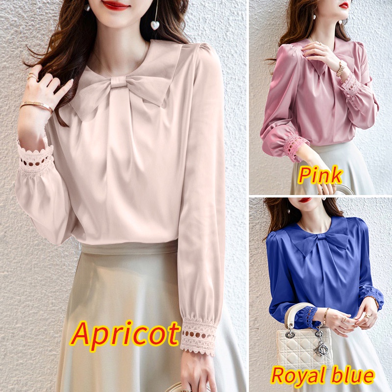 Áo ZANZEA tay phồng cổ tròn chất liệu satin phong cách Hàn Quốc thanh lịch dành cho nữ