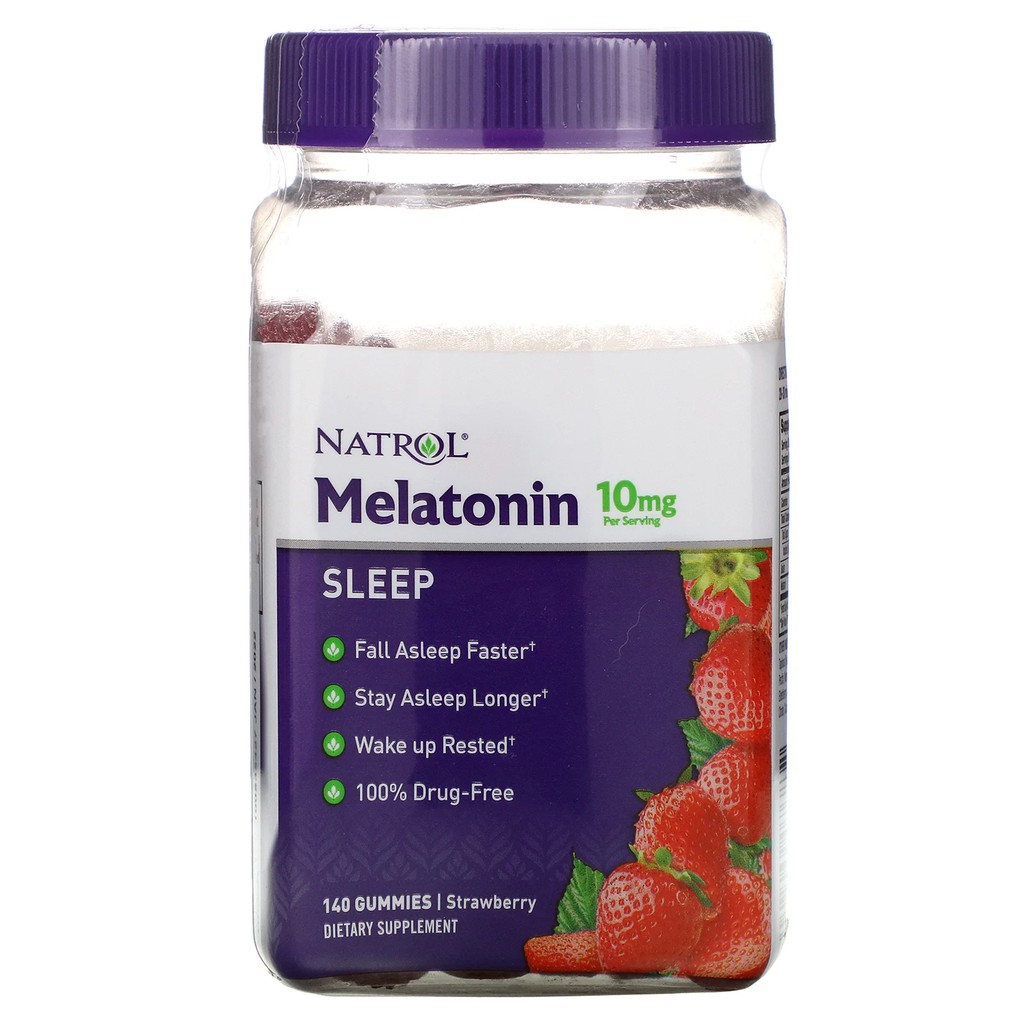 [Mã FMCG100K - 10% đơn 500K] Kẹo Dẻo Natrol Gummies Melatonin Sleep 10mg, 140 viên