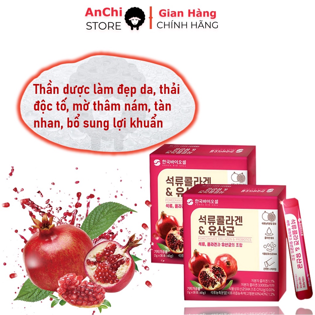 Bột Collagen Uống Lựu Đỏ Bio Cell Hàn Quốc Thần Dược Đẹp Da, Giảm Cân, Thải Độc, Tố Mờ Nám [Cam kết hàng chính hãng]