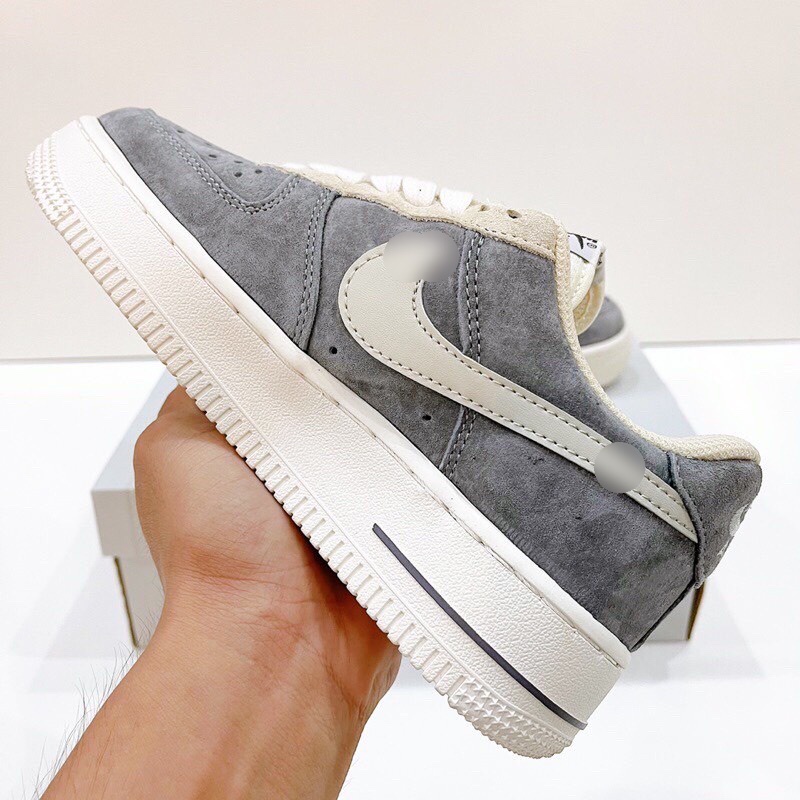 Giày thể thao nam nữ AF1 xám nhạt lông chuột vạch trắng , Giầy sneaker AF1 HOT trend FULL