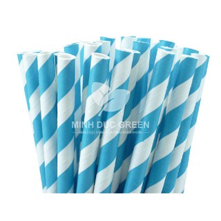 [1 Bộ 100] Ống hút giấy nhiều màu phi 8mm dùng cho sinh tố, đá xay, kem, topping - Ống hút giấy Minh Đức Green