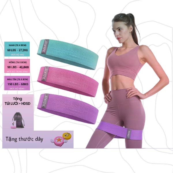 [Combo 3 dây] Dây Kháng Lực MiniBand Tập Mông Aolikes A-3604 | Booty Band Tập Mông Tập Gym