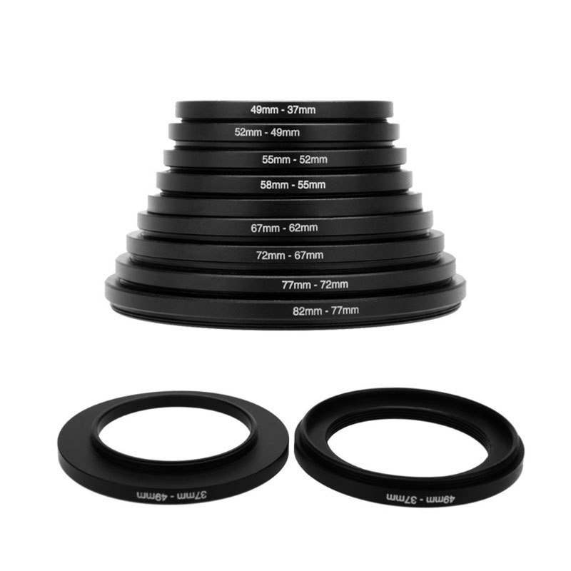 Set 9 Vòng Đệm Lọc Ống Kính Máy Ảnh 37-49 - 52-55 - 58-62 - 67-72 - 77-82mm 37mm-82mm