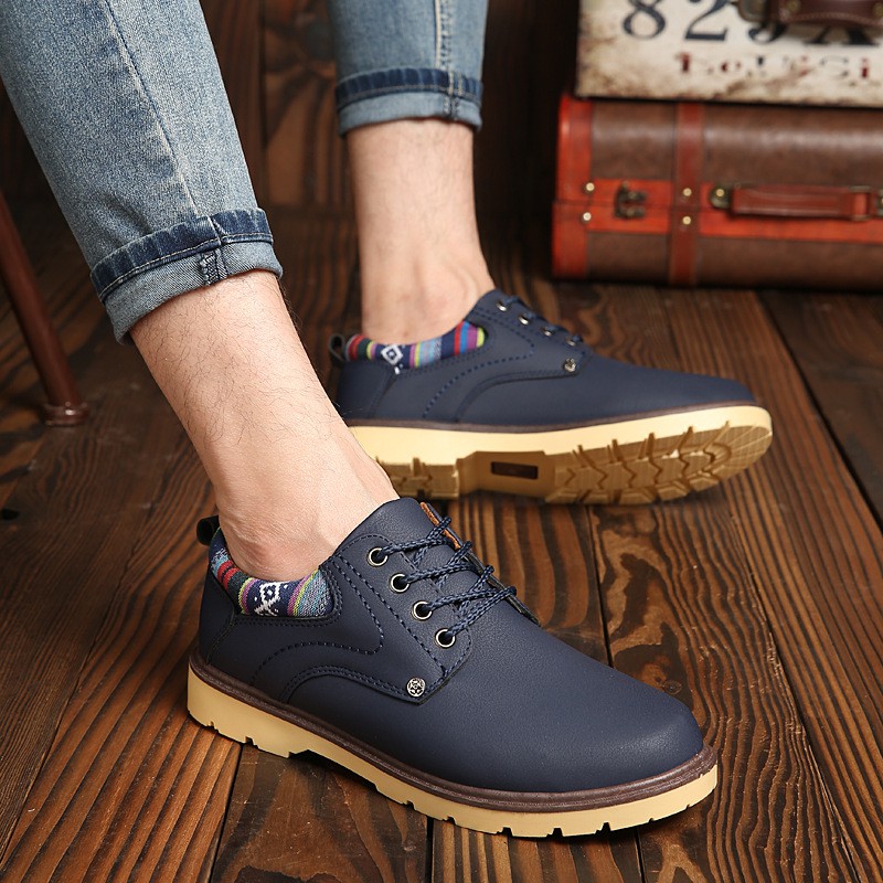 Giày Nam Gót thổ cẩm Màu xanh