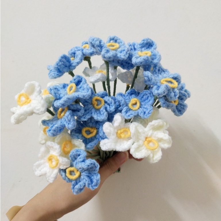 Bó hoa lưu ly 42 bông  handmade móc tay làm quà tặng bạn gái, thầy cô  20/10, valentime, 8/3, 20/11, sinh nhật