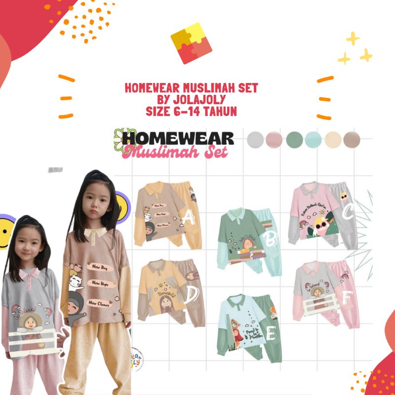 Đồ Mặc Nhà MUSLIMAH Đặt Của JOLA & JOLY 6-12 Tuổi