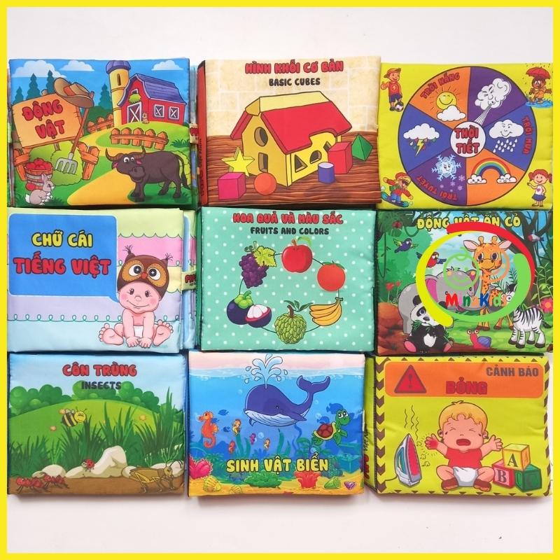 Sách Vải Cho Bé 6 Tháng 1 Tuổi 2 Tuổi PiPo Song Ngữ 14 Chủ Đề 17x14cm Minakids SV57