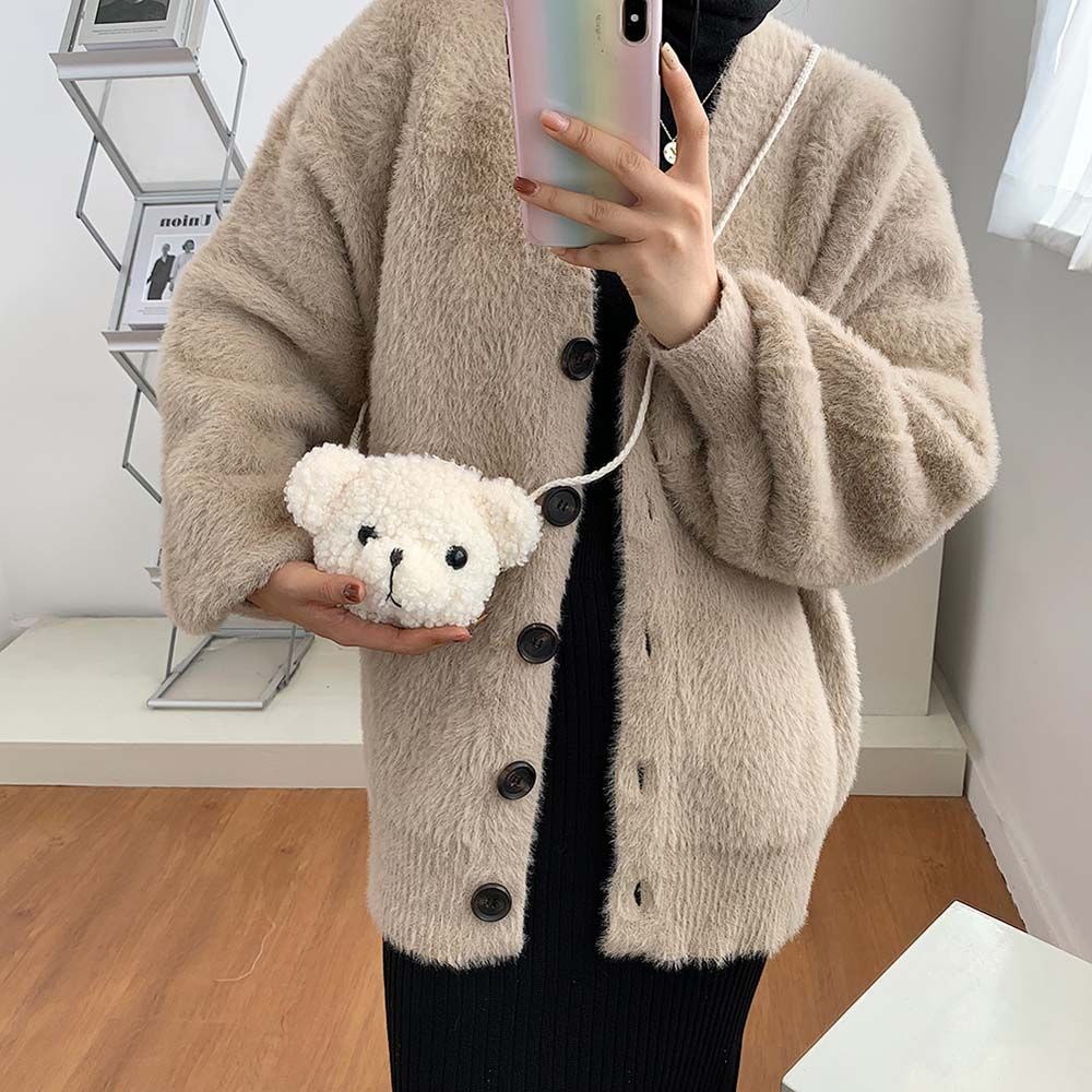 Túi xách đeo chéo vai hình gấu bông nhiều màu đáng yêu cho bé gái