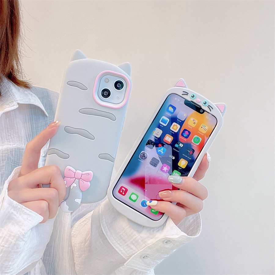 Hoạt Hình Ốp Điện Thoại Silicon Mềm Hình Mèo Dễ Thương Cho iphone 11 12 13 14 15 pro max