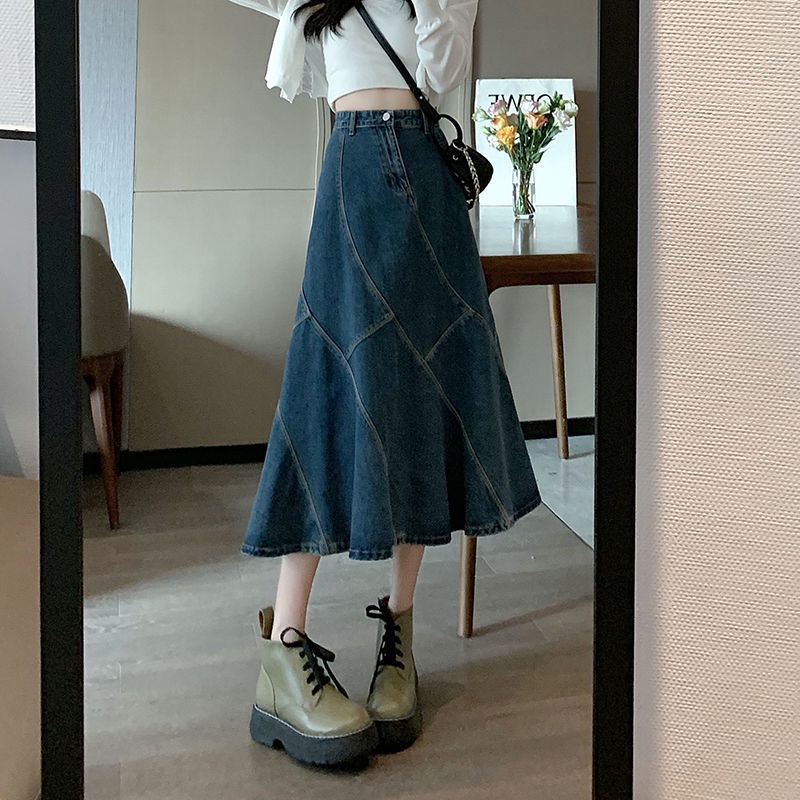 Chân Váy Denim Đuôi Cá Dáng Chữ a Lưng Cao Thời Trang Mùa Hè Mới Cho Nữ
