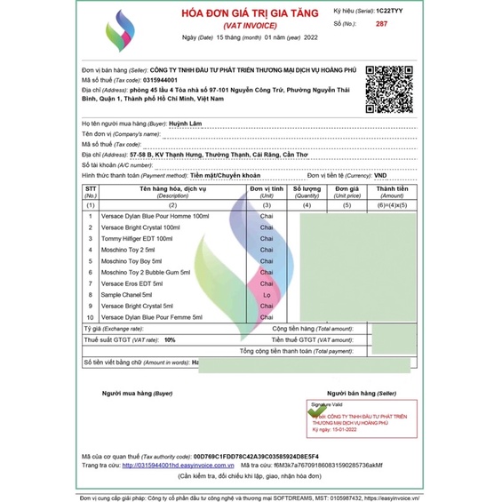 Vial nước hoa các loại Chanel 1,5ml