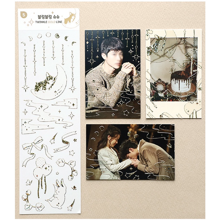 Tấm sticker Hologram, Twinkle line decor toploader, trang trí