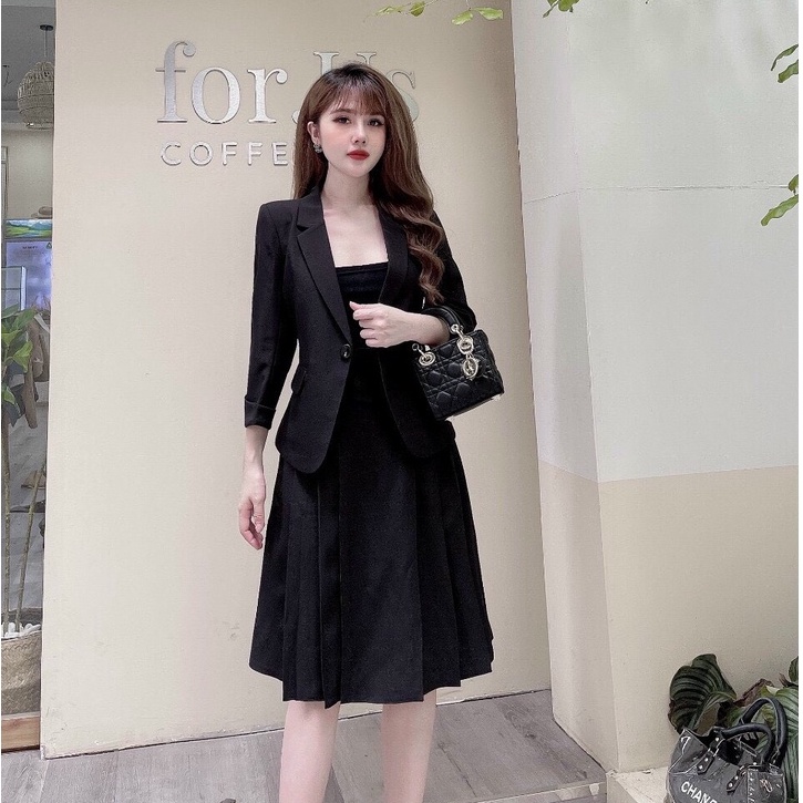 Áo vest nữ công sở, vet thời trang dáng ngắn tay lỡ kiểu dáng thời trang