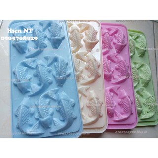 Khuôn 9 cá chép thạch rau câu phô mai socola vỉ đá - chocolate jelly fish shaped mold