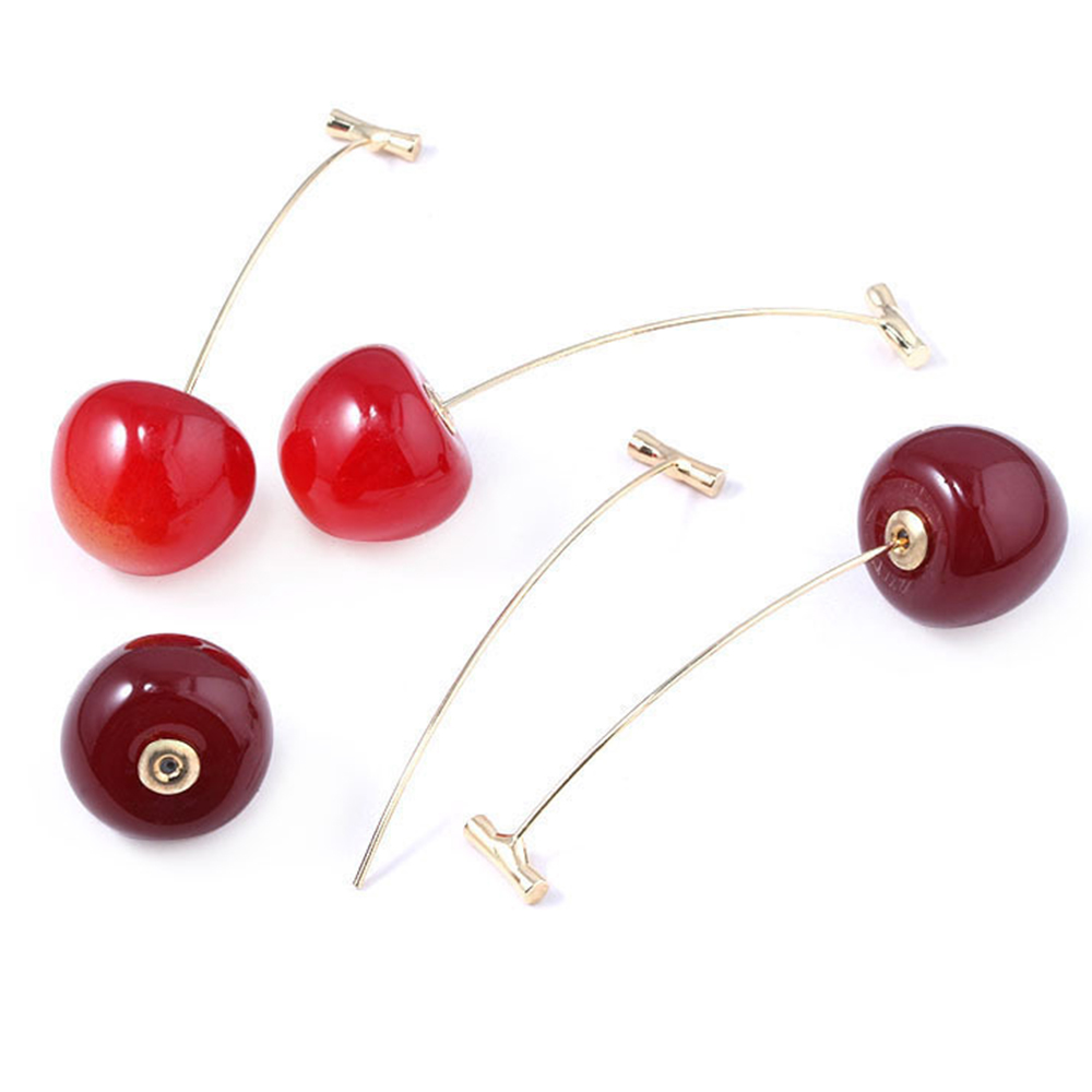FORBETTER Women JoJos Bizarre Adventure Earrings Long Cherry Drop Earrings Anime Cosplay Earrings Heart Cherry Pierre Polnareff Men Kakyoin Noriaki Rohan Kishibe Ear Clip Earrings