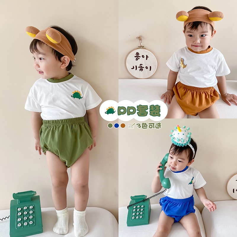 Bộ Áo Thun In Hoạt Hình + Quần Short Cho Bé