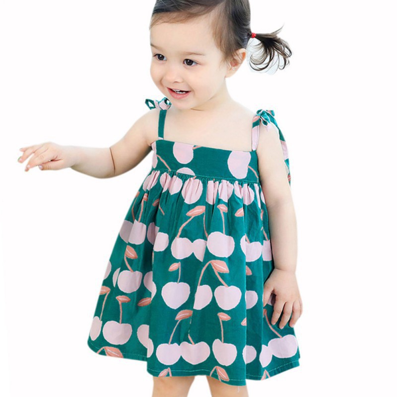 Đầm Bé Gái 2 Dây In Hoa