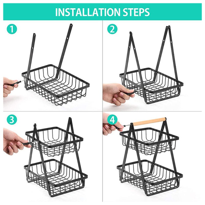 Rổ kim loại đựng trái cây 2 tầng tiện lợi