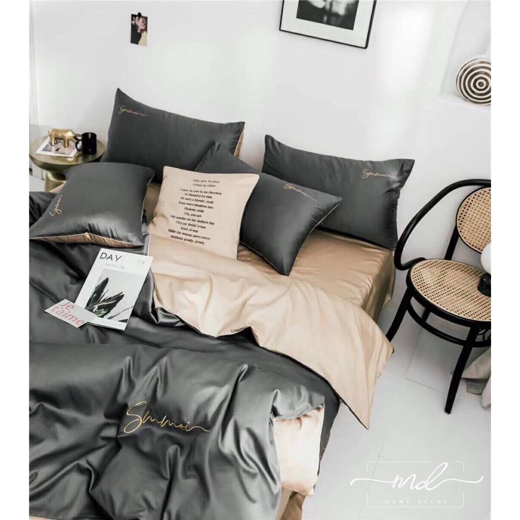 Bộ chăn ga gối lụa tencel 40S MD.Decor - Bedding mềm mát nhiều kích thước ra nệm m6 m8