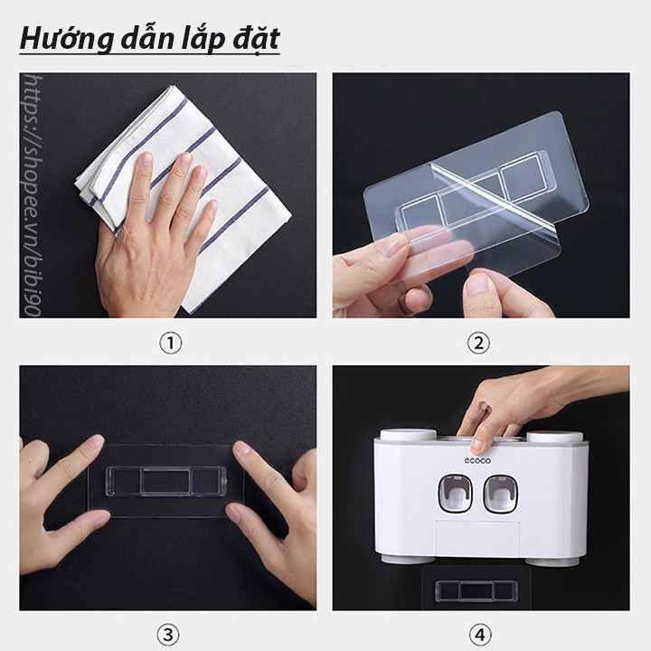 {Giá sỉ} Dụng cụ nhả kem đánh răng đôi kèm 4 cốc cao cấp ECOCO E1802