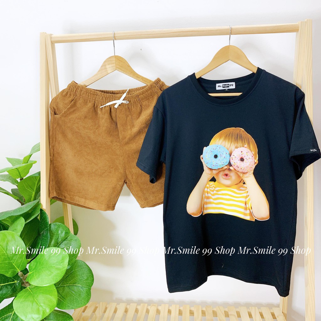 Áo Thun Tay Lỡ Unisex Form Rộng Nam Nữ Bé Trai Bé Gái Mr Smile 99 Shop