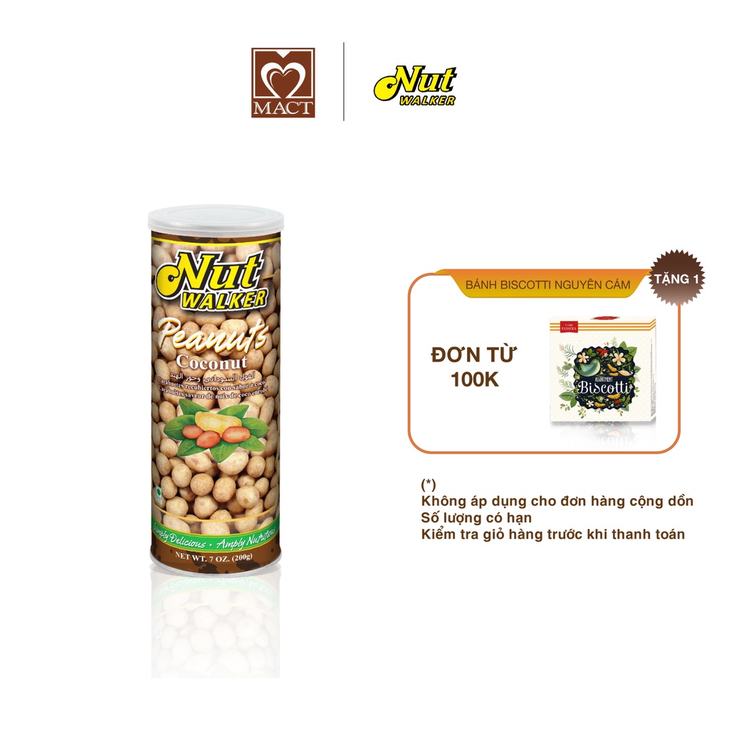 Đậu phộng NUT WALKER - Vị Sữa dừa Coconut - lon 200g - Date tháng 09/2022