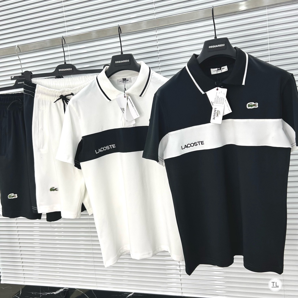 Bộ quần áo nam mùa hè cao cấp thể thao LACOSTE vải cá sấu cao cấp cổ bẻ ( ảnh thật)