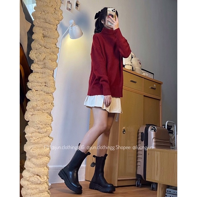 Áo len lông thỏ đỏ Tết  - ảnh chụp thật JUN.CLOTHINGG