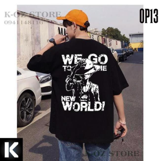 áo thun one piece OP13 OVERSIZE UNISEX ( Màu ĐEN) có bigsize vải cotton cao cấp