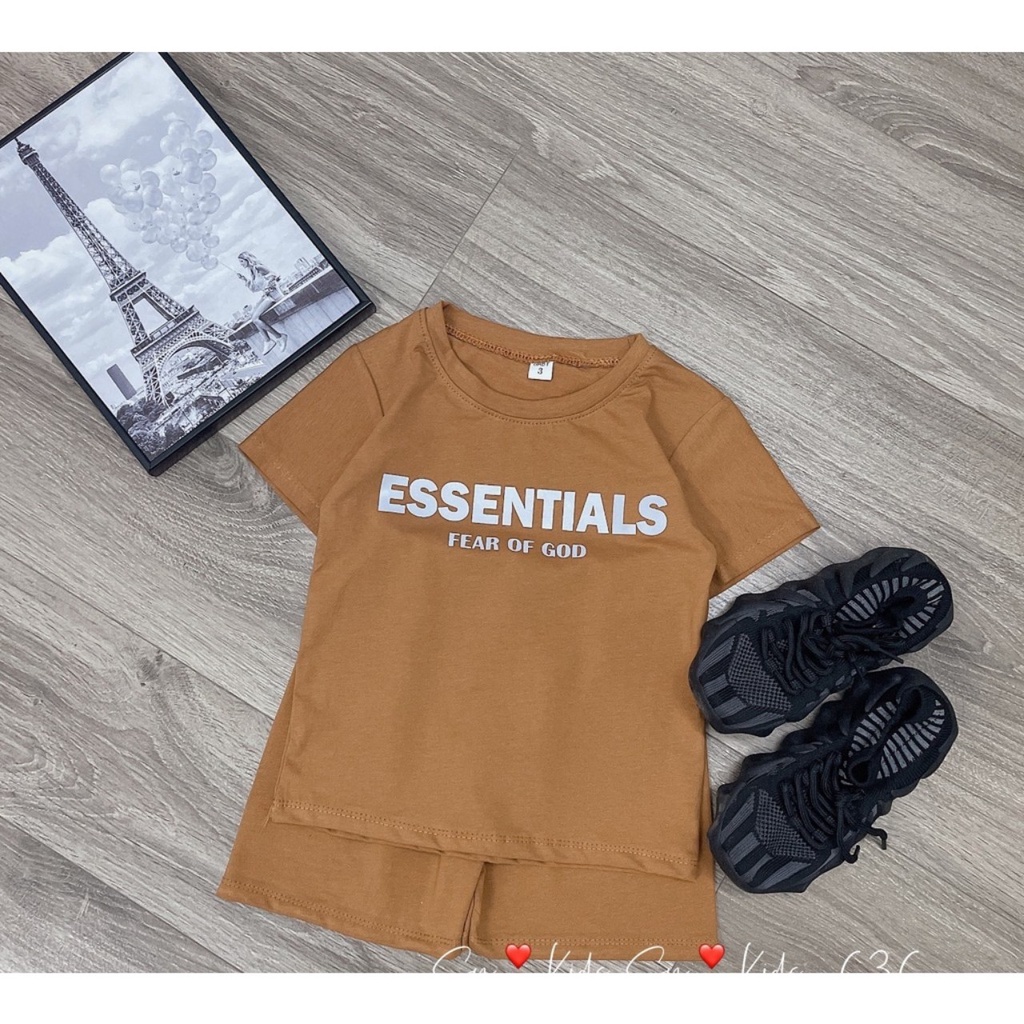 Bộ cộc tay bé trai, bộ cotton tàu loại 1 decal Essent ánh xịn xò cho bé