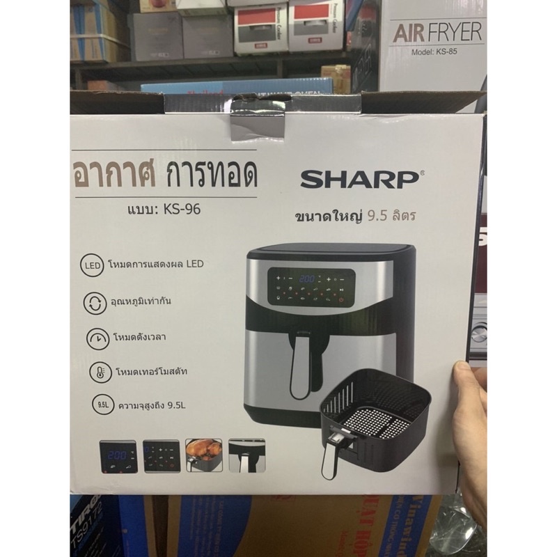 Nồi Chiên Không Dầu Điện tử Sharp KS96 9.5 Lít (T9-New2021) - Dung Tích Siêu Lớn, Bảo Hành 12 Tháng, vừa con gà 3kg