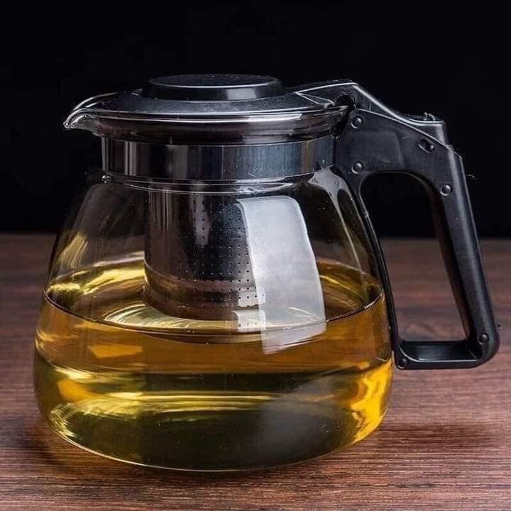 Bộ ấm trà thủy tinh có lưới lõi lọc inox kèm 4 chén dùng để pha cafe trà ngâm rượu hoa quả tiện lợi MiibooShi D2.006