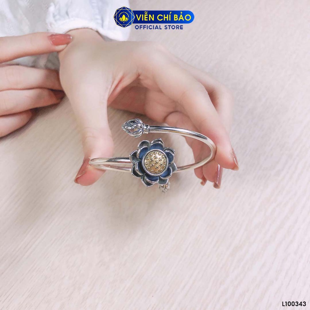 Lắc tay bạc nữ Liên hoa chất liệu bạc Thái S925 thời trang phụ kiện trang sức nữ thương hiệu Viễn Chí Bảo L100343