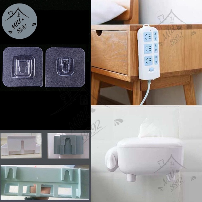 Miếng dán tường treo kệ nhà tắm, kệ treo tường, kệ góc tường, khay giá dự phòng loại chữ U, dây, móc treo