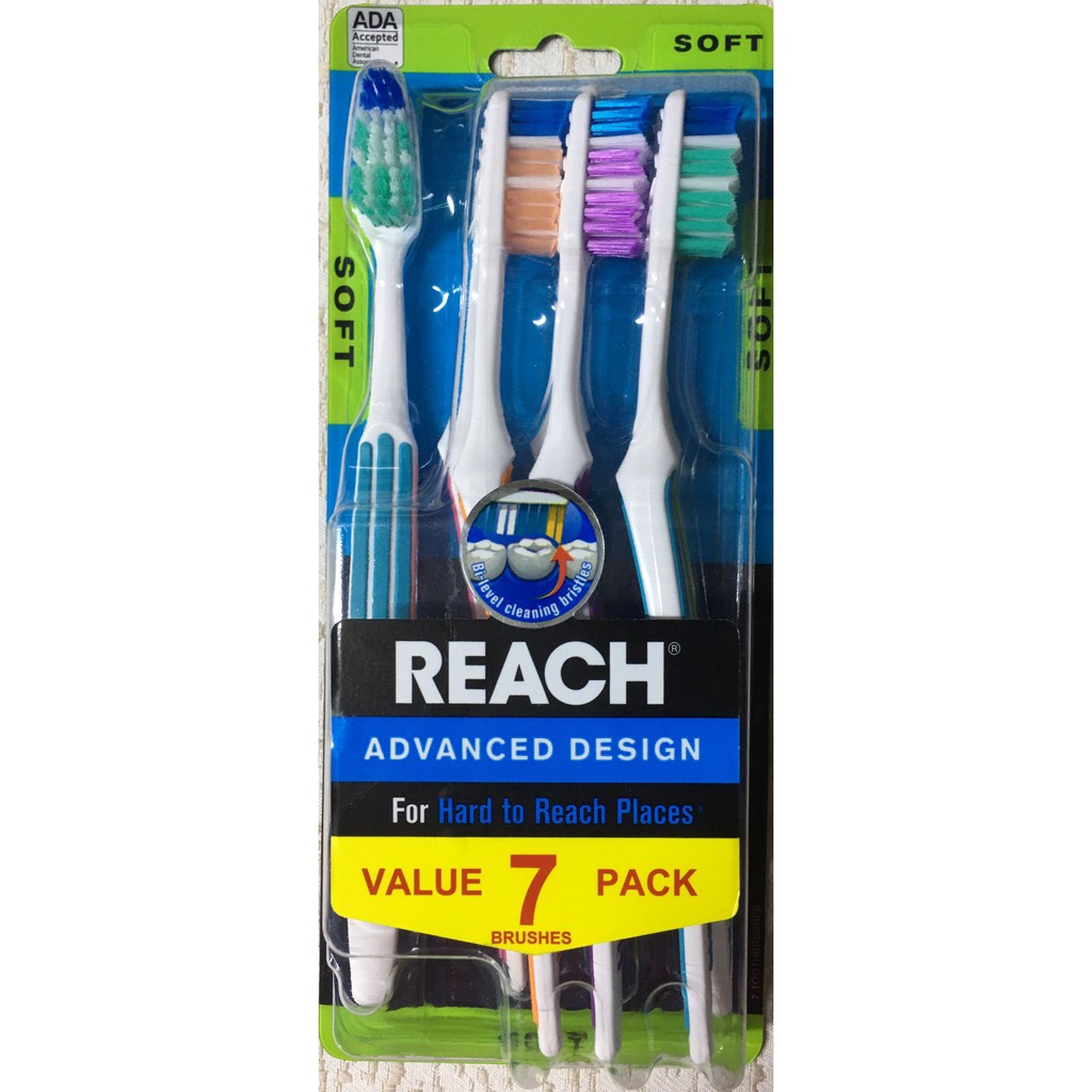 Bộ 7 bàn chải đánh răng sợi lông mềm&cứng người lớn hiệu Reach hàng xách tay mỹ-7toothbrushes Reach advances design