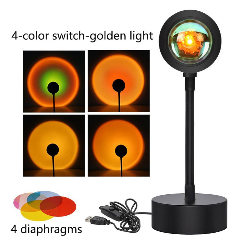 Đèn LED đứng chiếu sáng màu hoàng hôn/ cầu vồng/ mặt trời hiện đại trang trí phòng ngủ/ phòng khách 4 màu trong 1/Sunset