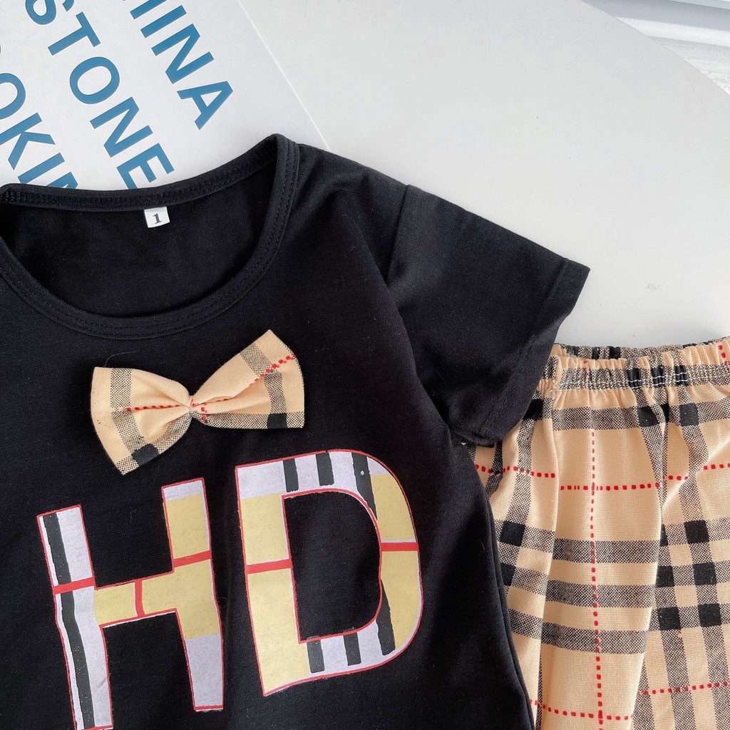 Đồ Bộ Hè Cho Bé Trai, Bộ Cộc Tay Nơ HD Công Tử Chất Cotton Cao Cấp Cho Bé Từ 8-18kg sâu shop