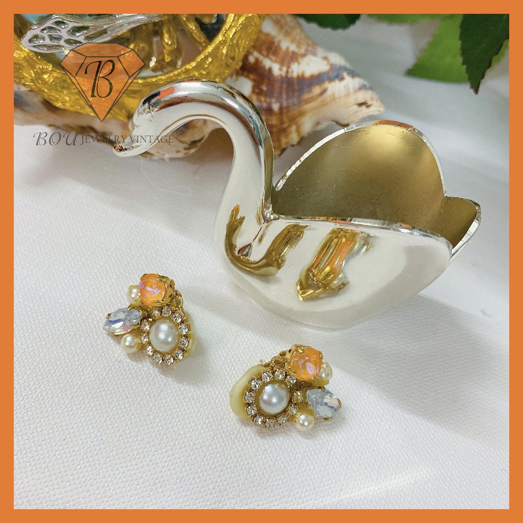 BÔNG TAI TRAI NHÂN TẠO SECONDHAND TRANG SỨC SI NHẬT BẢN BOU JEWELRY VINTAGE MÃ BT124