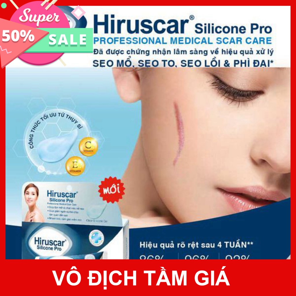 [CHÍNH HÃNG] Hiruscar Gel Mờ Sẹo Mổ, To, Lồi, Sẹo Phì Đại, Giúp Làm Mờ, Làm Phẳng và Làm Mềm Vết Sẹo Hiruscar Silicone P