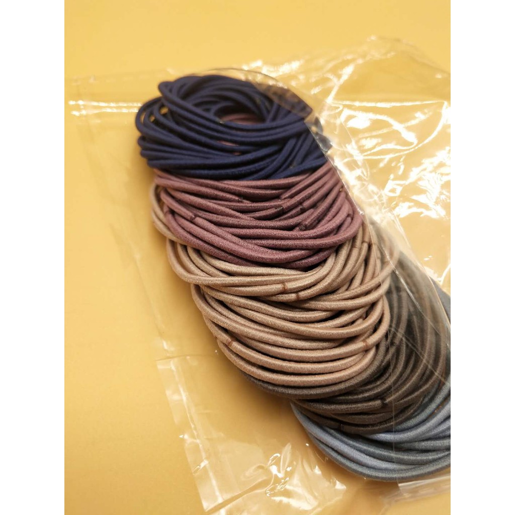 Set túi zip chun, thun buộc tóc thời trang 100 cái nhiều màu