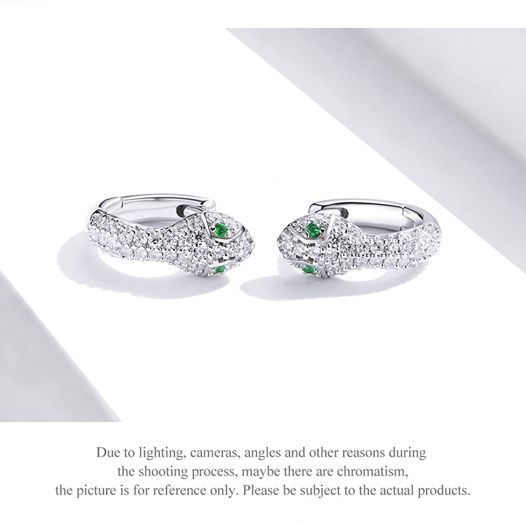 Bông tai Bamoer SCE922 bằng bạc 925 thiết kế hình rắn sang trọng cho nữ