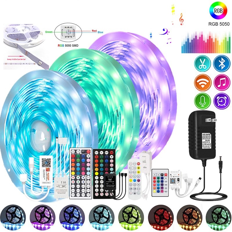 CUỘN DÂY LED ĐỔI MÀU RGB 5050 (DÙNG CHO TIKTOK - CÓ CẢM BIẾN ÂM NHẠC - BLUETOOTH)