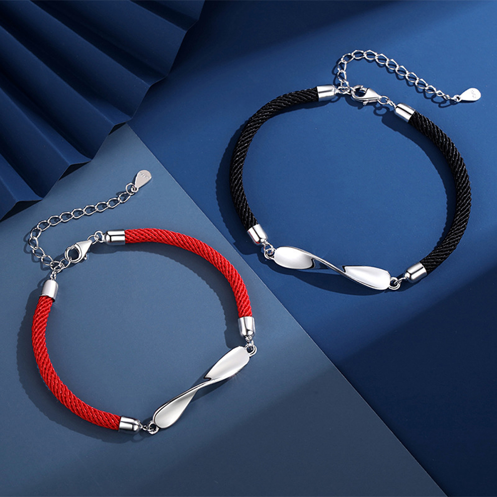 Vòng tay dây thừng mặt kim loại khắc chữ dành cho cặp đôi | BigBuy360 - bigbuy360.vn