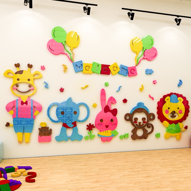 Tranh Mica trang trí Bách thú Trang trí phòng cho bé, Trường mầm non Nhiều Size - EPeBen